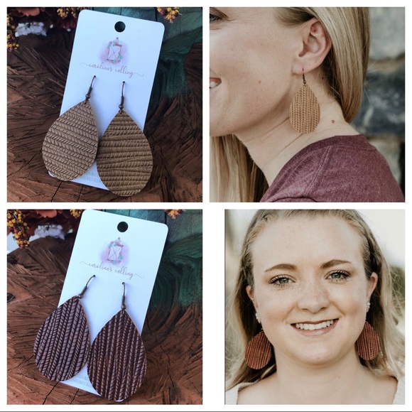 Textured Faux Leather Earrings - Picture 1 of 5